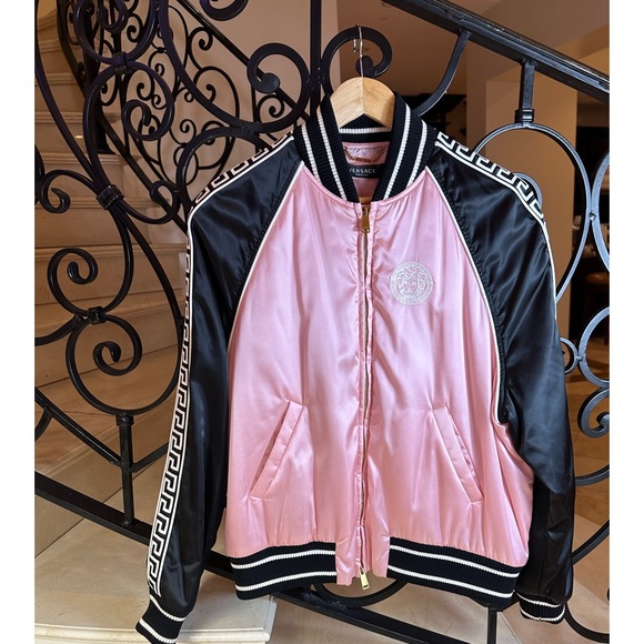 Logo Nylon Medusa Bomber Jacket - Pink